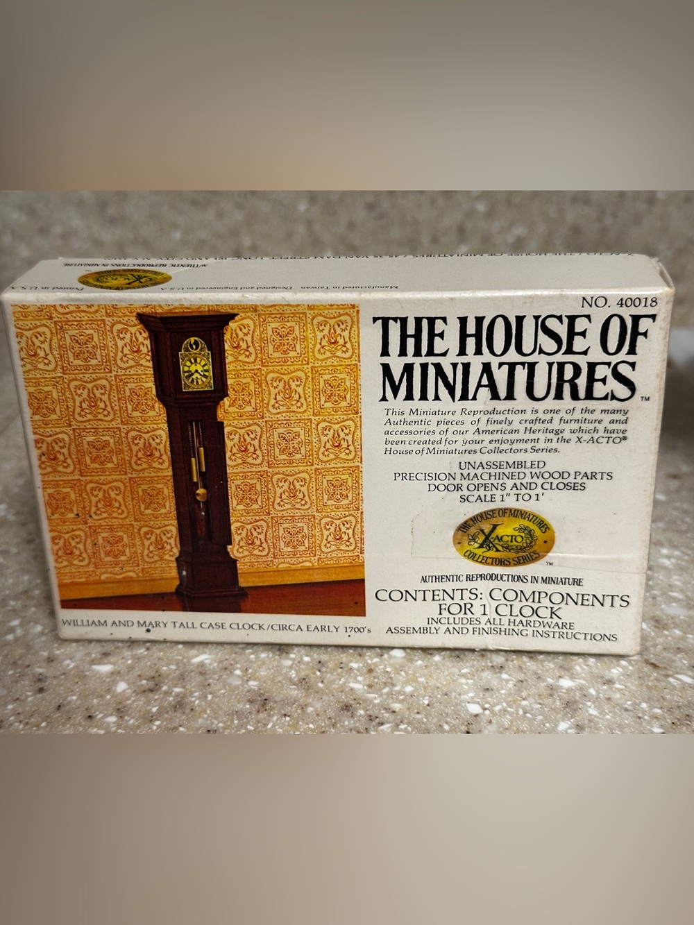 Vintage X-Acto The House of Miniatures William & Mary Tall Case Clock Dollhouse